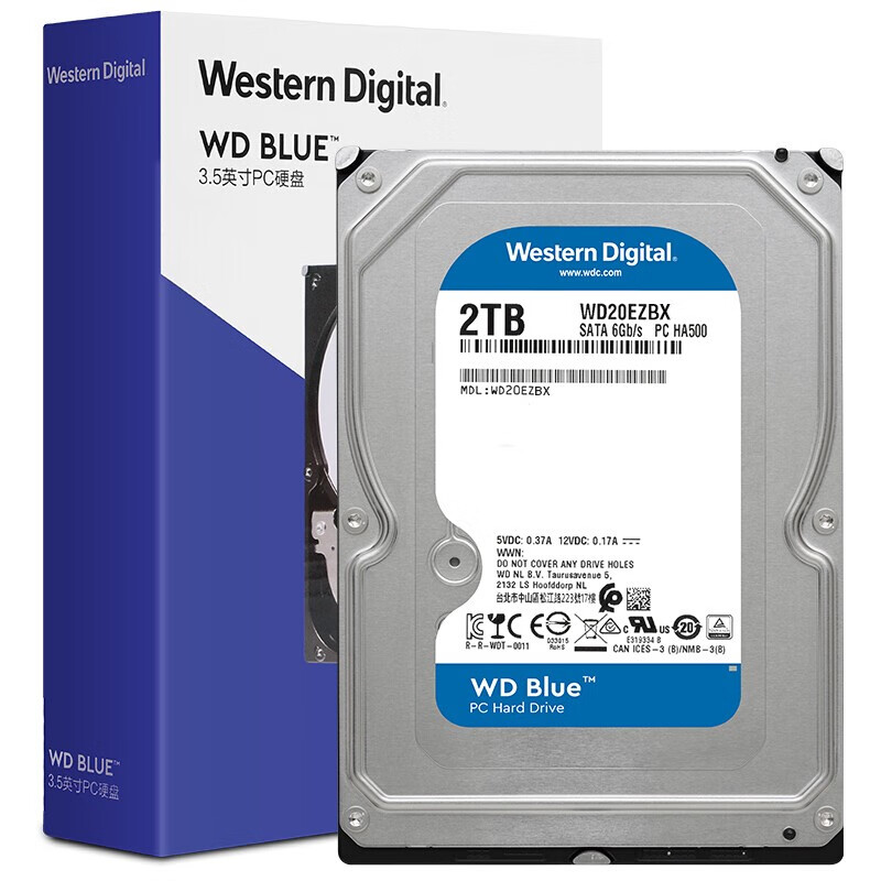 西部数据 台式机机械硬盘 WD Blue 西数蓝盘 2TB 7200转 256MB SATA (WD