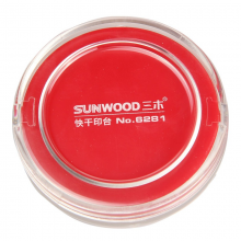 三木(SUNWOOD) Φ65mm圆形透明外壳财务会计办公专用快干印台印泥 红色 6281